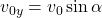 v_{0y}=v_0\sin\alpha